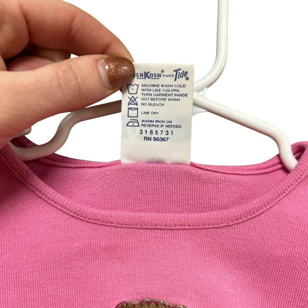 VTG OshKosh Bgosh Pink Long Sleeve Teddy Bear Shirt 24 Mo USA Made Cottagecore